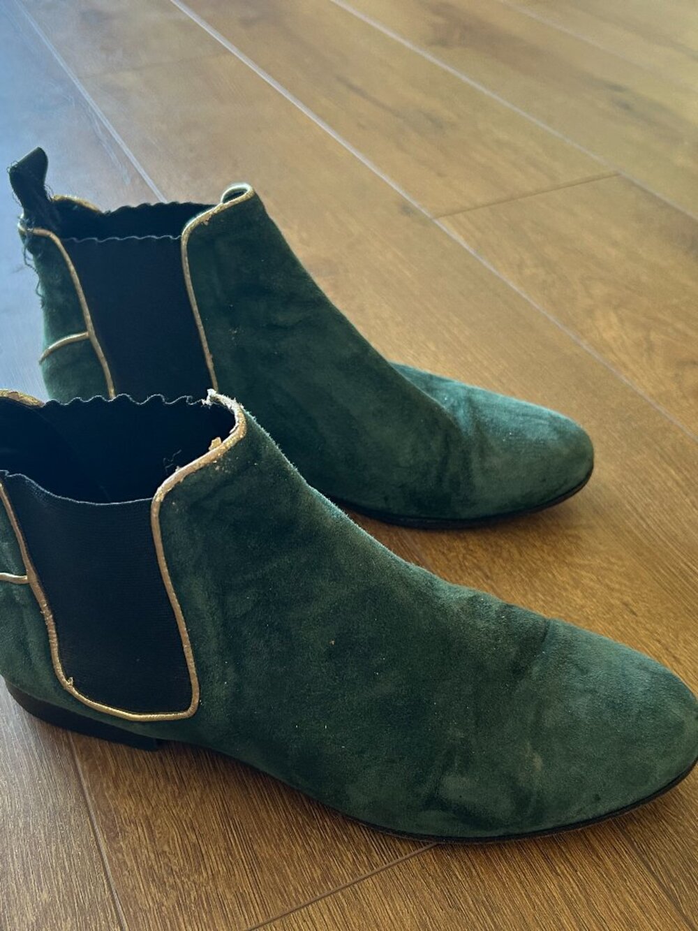 VERO CUOIO Women’s Green Suede Ankle Boots Size 39 (US 8.5)
